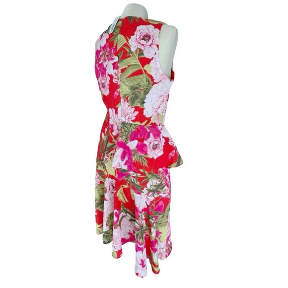 NWT Natori Peony Ruffled Asymmetrical Satin Dress Red Women’s 6 Elegant Lux - Picture 6 of 8